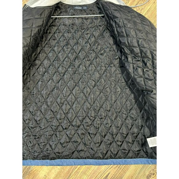 VTG Faded Glory XL Denim Jacket With Gray Hood Quilted Lining Button Cuffs Zip F - Picture 5 of 5